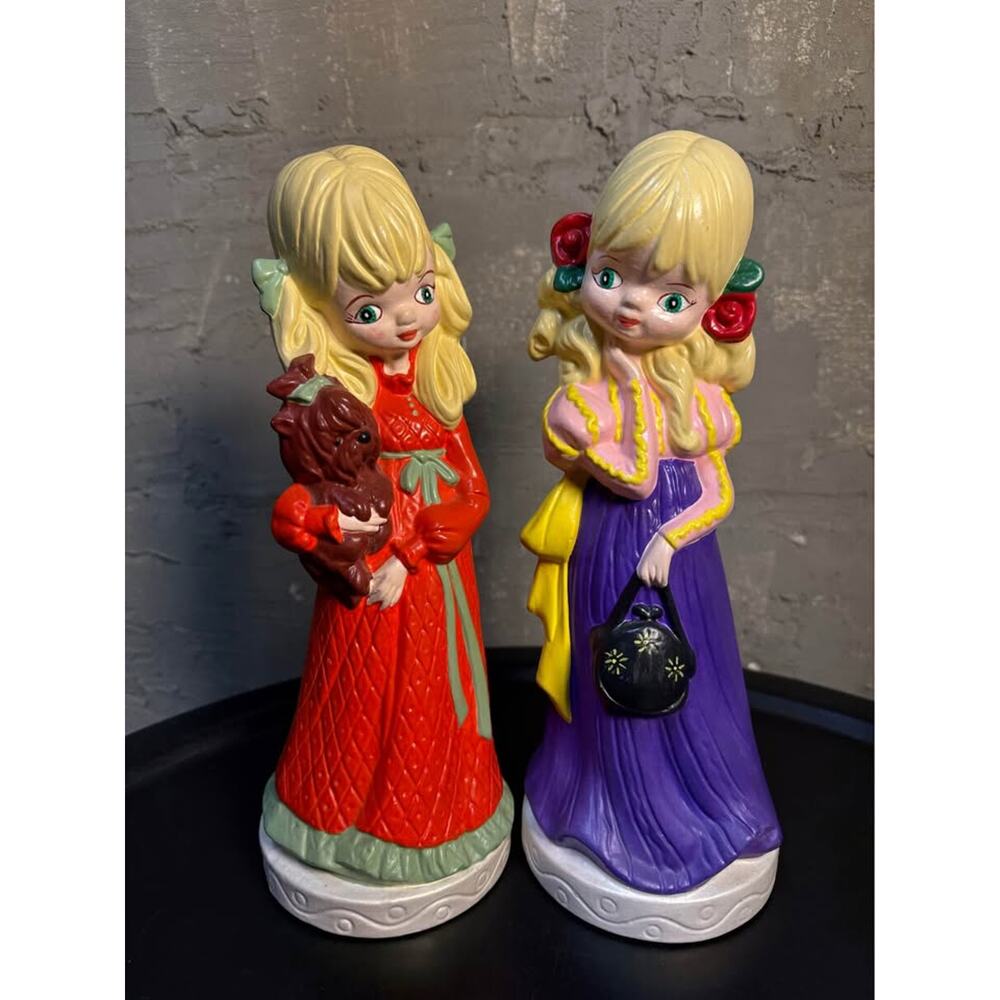 🌸RARE -Vintage Big Eye Girl Figurines (1970s–1980s import decor) collectible.